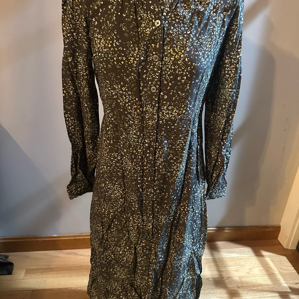 LOFT Elegant Black Dress with Gold Accents